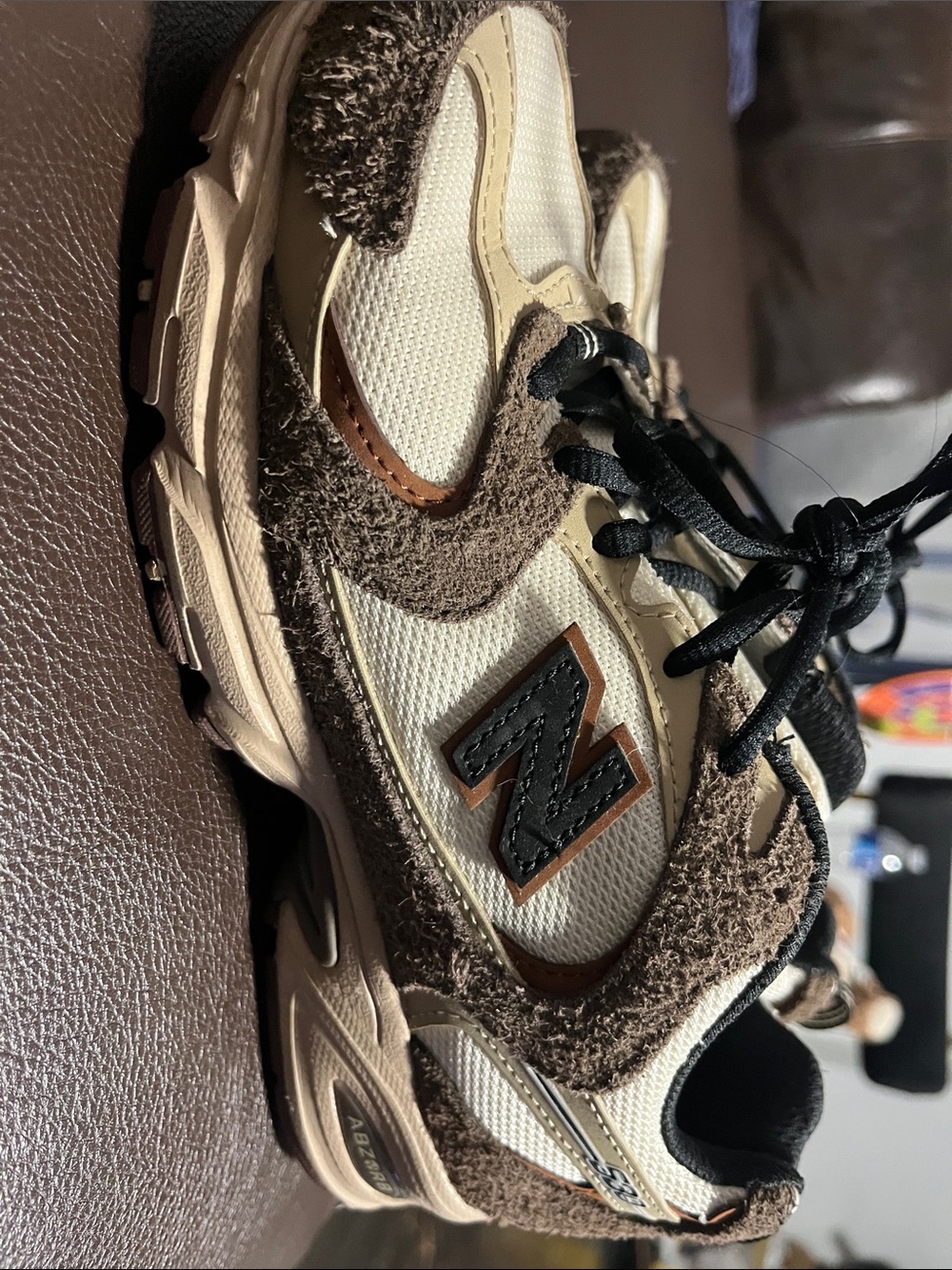 New Balance Kids Brown and Cream Trail Sneakers